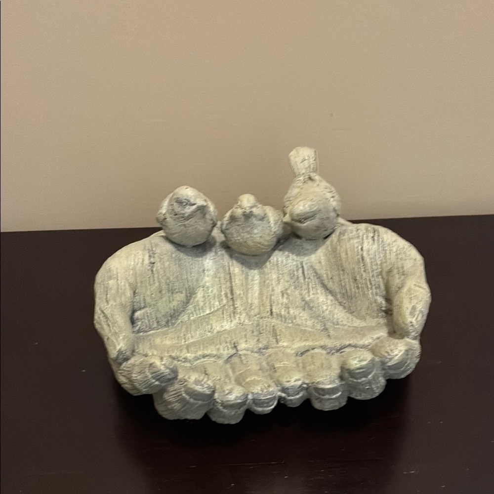 Charming Trio Bird Sculpture in Stone Finish